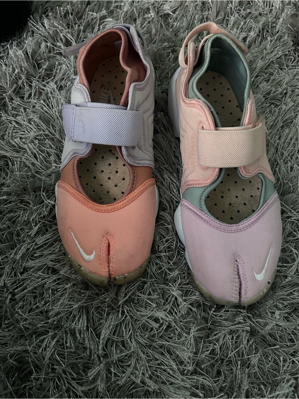 Nike Split-Toe Sneakers in Peach, Pink & Lavender